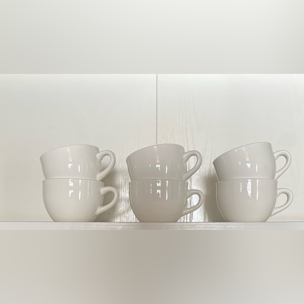 Set of White Ceramic Coffee Mugs